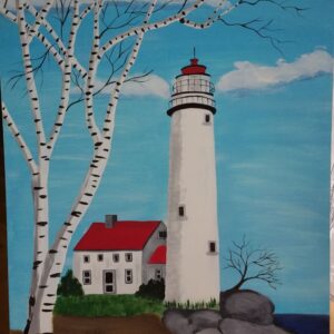 A White Lighthouse in the Distance